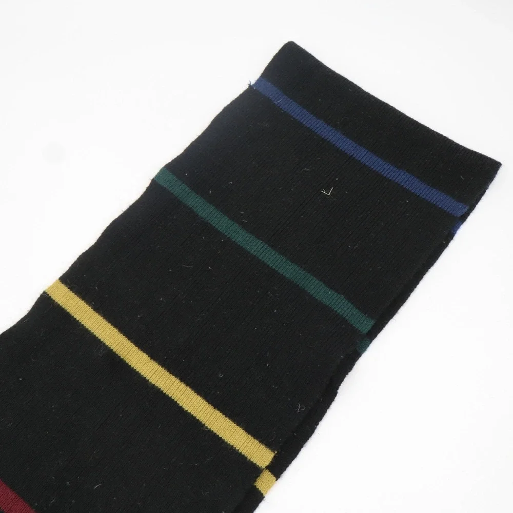 Harry Potter Hogwarts Crest Knit Scarf OS Black Multi Color Striped Fringe‎